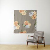 灰色とクリーム色の花葉について タペストリー (インサイチュ(横))