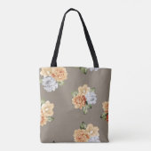 灰色とクリーム色の花葉について トートバッグ (裏面)