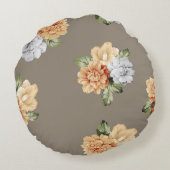 灰色とクリーム色の花葉について ラウンドクッション (裏面)