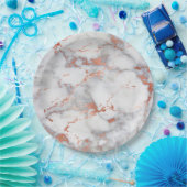 灰色とバラの金ゴールド大理石の顔 ペーパープレート (パーティー)