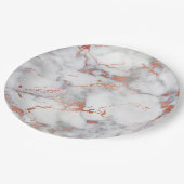 灰色とバラの金ゴールド大理石の顔 ペーパープレート (アングル)