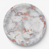 灰色とバラの金ゴールド大理石の顔 ペーパープレート (正面)