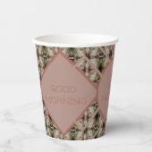 灰色とバラ色のピンクの緑 紙コップ (正面)