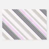灰色とピンクの縦ストライプの文字。 ラッピングペーパーシート (正面2)