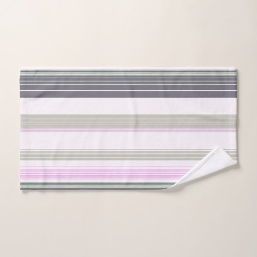 灰色とピンクの縦ストライプの。 バスタオルセット (ハンドタオル)