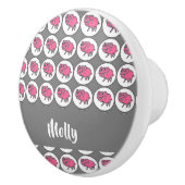 灰色とピンクの豚のパターン セラミックノブ (右)