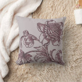 灰色とブルゴーニュ植物学 |花の開花 クッション (ブランケット)