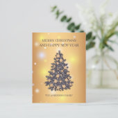 灰色とベージュのクリスマスツリー シーズンポストカード (スタンド正面)