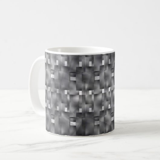 灰色と暗い斑点の長方形型枠 コーヒーマグカップ (正面左)