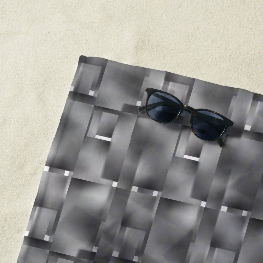 灰色と暗い斑点の長方形型枠 ビーチタオル (インサイチュ)