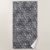 灰色と暗い斑点の長方形型枠 ビーチタオル (正面)