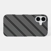 灰色と木炭の五ストライプ種類 iPhone 16ケース (裏面横)