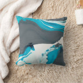 灰色と水色の大理石デザイン クッション (ブランケット)