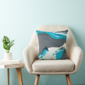 灰色と水色の大理石デザイン クッション (椅子)