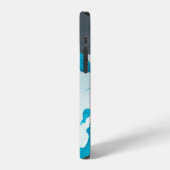 灰色と水色の大理石デザイン iPhoneケース (左側面)