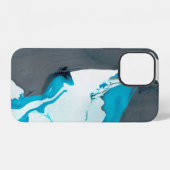 灰色と水色の大理石デザイン iPhoneケース (裏面横)