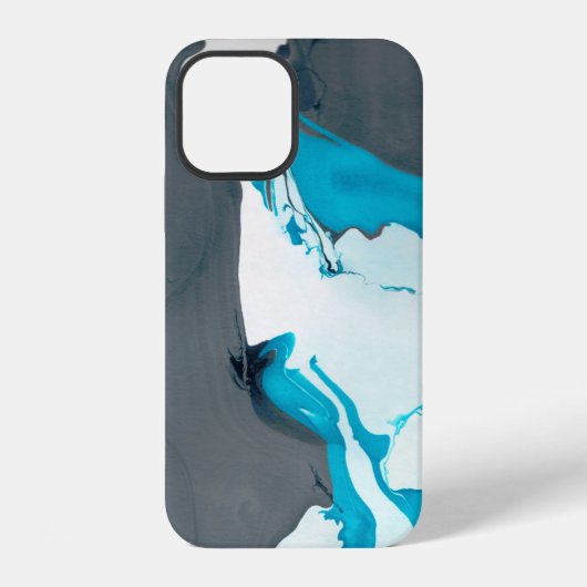 灰色と水色の大理石デザイン iPhoneケース (裏面)