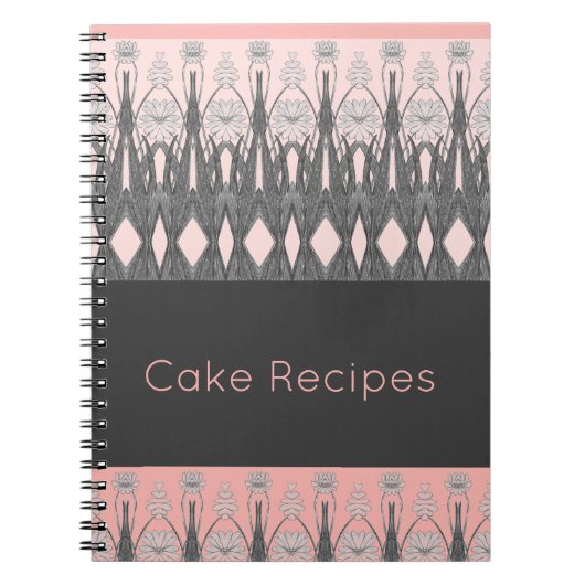 灰色と淡いピンクアート色 ノートブック (正面)