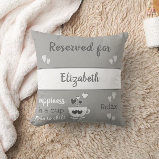 灰色と白とハートのコーヒー愛好家 クッション (ブランケット)