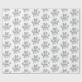 灰色と白のひまわり犬の前足のパターン ラッピングペーパー (フラット)