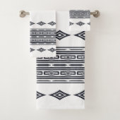 灰色と白のアステカ部族ストライプの模様 バスタオルセット (インサイチュ)