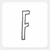 灰色と白のイニシャル文字の平モノグラムの面 スクエアシール (正面)