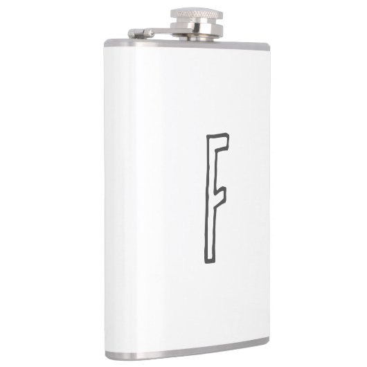 灰色と白のイニシャル文字の平モノグラムの面 フラスク (右)