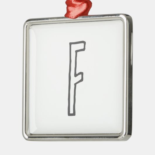 灰色と白のイニシャル文字の平モノグラムの面 メタルオーナメント (左)