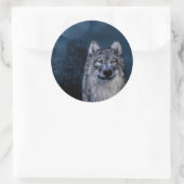 灰色と白のオオカミの付いたシール ラウンドシール (バッグ)
