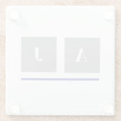 灰色と白のクラシックイニシャル ガラスコースター (裏面)