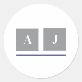 灰色と白のクラシックイニシャル ラウンドシール