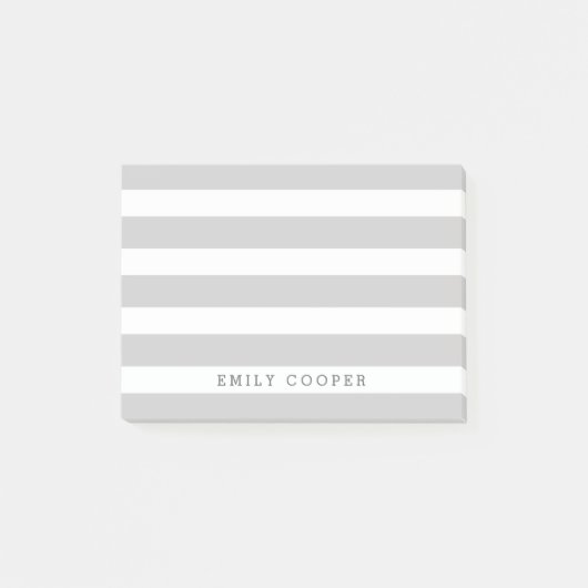灰色と白のクラシックストライプ ポストイット (正面)