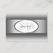 灰色と白のグラデーションのモノグラム楕円シルバーフレーム 名刺 (正面)