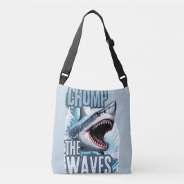 灰色と白のサメのグラフィックインスパイアグラフィティ-Pri クロスボディバッグ