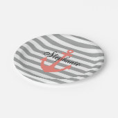 灰色と白のストライプいかり ペーパープレート (アングル)