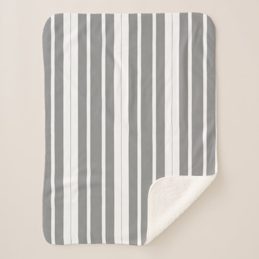 灰色と白のストライプ シェルパブランケット (正面)
