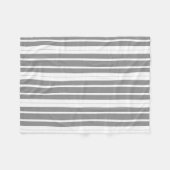 灰色と白のストライプ フリースブランケット (正面(横))