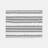 灰色と白のストライプ フリースブランケット (正面(横))