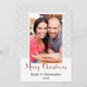 灰色と白のスノーフレークのクリスマスフォトカード シーズンカード (正面/裏面)