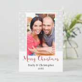 灰色と白のスノーフレークのクリスマスフォトカード シーズンカード (スタンド正面)