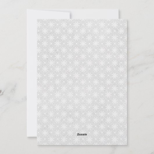 灰色と白のスノーフレークのクリスマスフォトカード シーズンカード (裏面)