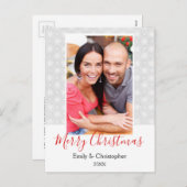 灰色と白のスノーフレークのクリスマスフォトカード シーズンポストカード (正面/裏面)