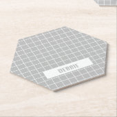 灰色と白のタイルブロックのカスタム ペーパーコースター (アングル)