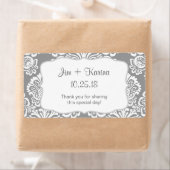 灰色と白のダマスクの水カスタマイズ瓶- it! ラベル (インサイチュ)