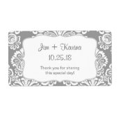 灰色と白のダマスクの水カスタマイズ瓶- it! ラベル (正面)