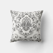 灰色と白のダマスクの花のパタエレガントーン クッション (裏面)