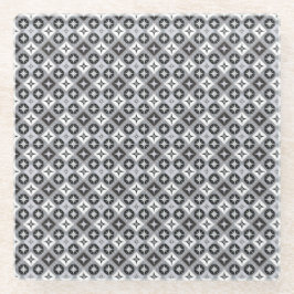 灰色と白のデザイン ガラスコースター