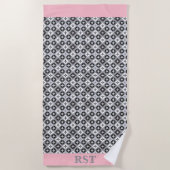 灰色と白のデザイン ビーチタオル (正面)