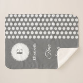 灰色と白のモノグラムの昼寝 シェルパブランケット (正面(横))