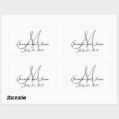 灰色と白のモノグラム長方形ウェディングラベル 長方形シール (シート)